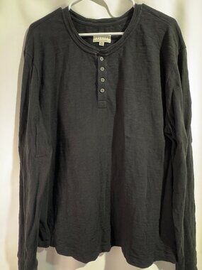 Tecovas Men's Henley Long Sleeve Shirt XL Black Western 100% Cotton Knit Texas